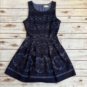 Altar’d State Navy Lace Knee Length Pleated Cocktail Dress